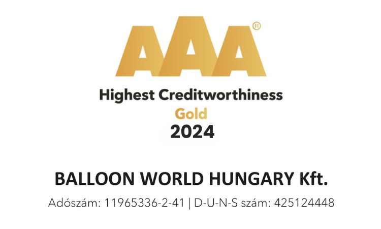 A Balloon World Hungary Kft. megszerezte a Dun & Bradstreet Gold AAA minősítést