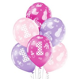 Első Szülinapi Fiús Mintás Latex (Gumi) Lufi, 28 cm, 6 db-os