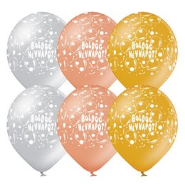 Boldog Névnapot Metál Kerek Latex Lufi Vegyes Színekben, 28 cm, 6db