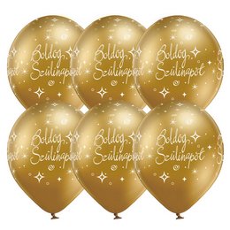 Boldog Szülinapot Chrome Modern Arany Kerek Latex Lufi 28 cm, 6db