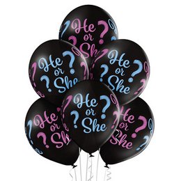 He or She? - Fiú vagy Lány? Gender Parti Gumi (Latex) Lufi, 6 db, 28 cm