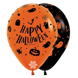 Happy Halloween Ghosts Halloween Ikon Mintás Latex (Gumi) Lufi, 25 db, 30 cm