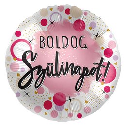 Boldog Szülinapot Dots & Sparkles Rózsaszín Szülinapi Héliumos Fólia Lufi, 43 cm