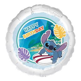 Disney Happy Birthday Surfer Stitch Héliumos Fólia Lufi, 43 cm