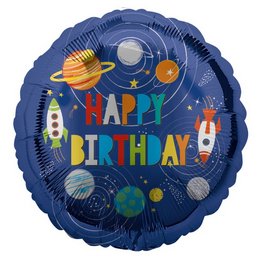 Happy Birthday Galaxis Mintás Szülinapi Héliumos Fólia Lufi, 43 cm