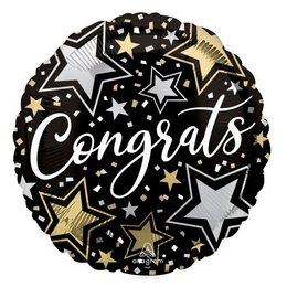 Gratulálok - Csillagos Héliumos Fólia Lufi, 46 cm