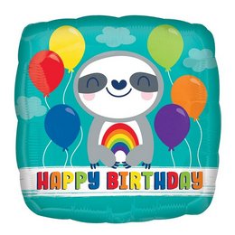 Happy Birthday Lajhár Mintás Szülinapi Héliumos Fólia Lufi, 46 cm