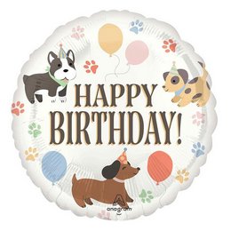 Vidám Kiskutyás Szülinapi Héliumos Fólia Lufi, 46 cm