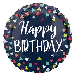 Happy Birthday Színes Konfettis Szülinapi Héliumos Fólia Lufi, 46 cm