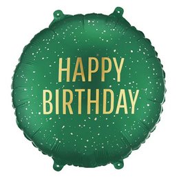 Happy Birthday Zöld Arany Pöttyös Szülinapi Héliumos Fólia Lufi, 46 cm