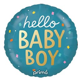 Hello Baby Boy Confetti Héliumos Fólia Lufi Babaszületésre, 46 cm