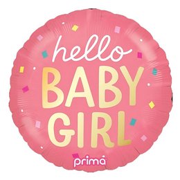 Hello Baby Girl Confetti Héliumos Fólia Lufi Babaszületésre, 46 cm