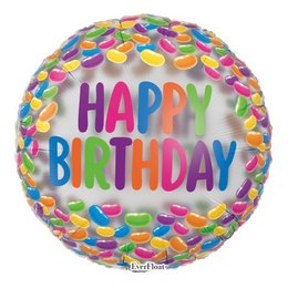 Ibrex Everfloat Birthday Jelly Beans Szülinapi Héliumos Fólia Lufi, 46 cm