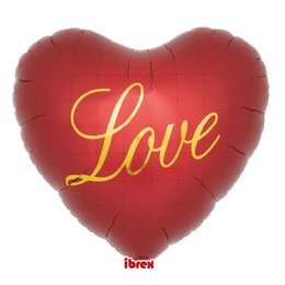 Ibrex Love Feliratos Piros Szív Héliumos Fólia Lufi, 46 cm
