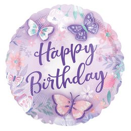 Pillangó Mintás Happy Birthday Szülinapi Héliumos Fólia Lufi, 46 cm