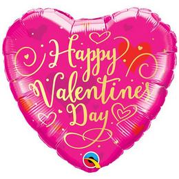 Boldog Valentin Napot Pink Szerelmes Szív Héliumos Fólia Lufi, 46 cm