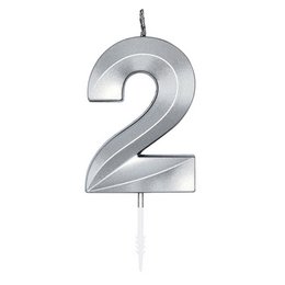 2-es Metál Ezüst Szülinapi Számgyertya