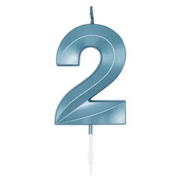 2-es Metál Világoskék Szülinapi Számgyertya