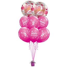 2 Szülinapos Pöttyös Pink - Születésnapi Számos Prémium Léggömbcsokor