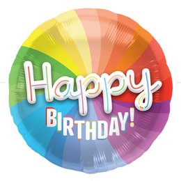 Happy Birthday 3D Szivárvány Szülinapi Héliumos Fólia Lufi, 56 cm