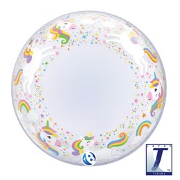 Unikornis és Szivárvány Decorációs  Héliumos Buvorék Lufi, 61 cm