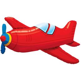 Piros Repülőgép Héliumos Fólia Lufi, 91 cm