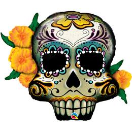 Koponyás - Day of the Dead Skull Fólia Lufi Halloween-re, 96 cm