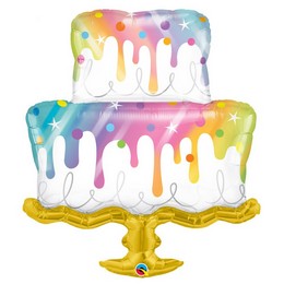 Színes Torta - Rainbow Drip Cake Fólia Lufi, 99 cm