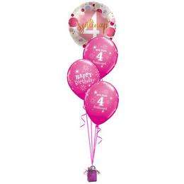 4 Szülinapos Pöttyös Pink - Születésnapi Számos Léggömbcsokor