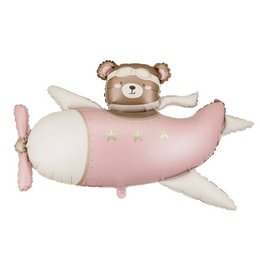 Pink Repülő Maci Fólia Lufi Babaszületésre, 94 cm