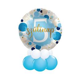5 Szülinapos Pöttyös Kék - Születésnapi Számos Asztali Lufidísz
