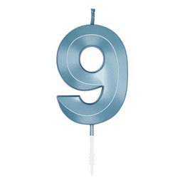 9-es Metál Világoskék Szülinapi Számgyertya