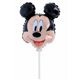 Disney Mickey Egér Fej Fólia Lufi Pálcán, 23 cm