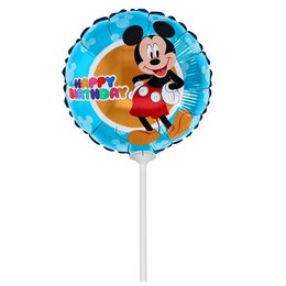 Disney Mickey Egér Szülinapi Fólia Lufi Pálcán, 23 cm