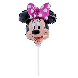 Disney Minnie Egér Fej Fólia Lufi Pálcán, 23 cm