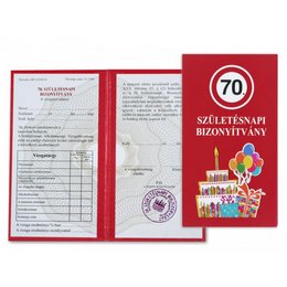 Boldog 70. Szülinapot Bizonyítvány