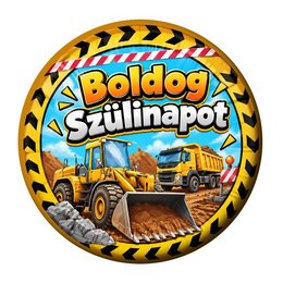 Boldog Szülinapot Markoló és Teherautó Szülinapi Kitűző - 5,5 cm