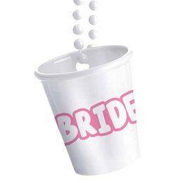 Bride Feliratú Fehér-Pink Nyakfüzér Felespohárral