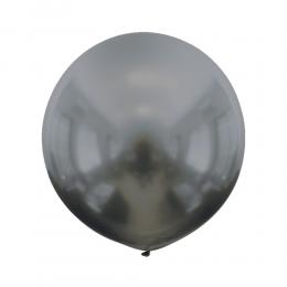 Chrome Fekete Kerek Latex Lufi - 61 cm, 5 db