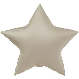 Csillag Alakú Matt Krémfehér Színű Héliumos Fólia Lufi, 46 cm