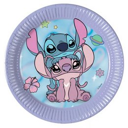 Disney Stitch - Angel Cute Papír Parti Tányér - 20 cm, 8 db-os