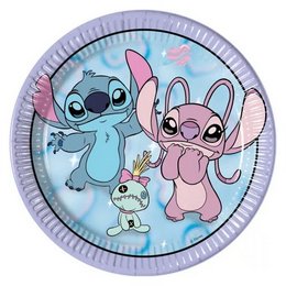 Disney Stitch - Angel Cute Papír Parti Tányér - 23 cm, 8 db-os