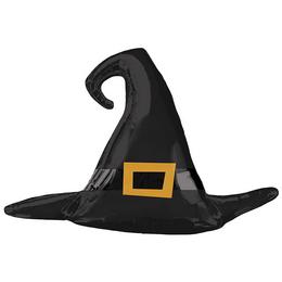 Fekete Boszorkány Kalapos Héliumos Fólia Lufi Halloween-re, 99 cm