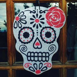 Csillogó Koponya Ajtódekoráció