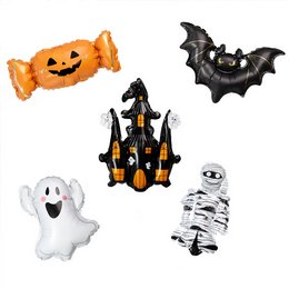 Halloween Tematikájú Levegős Fólia Lufik, 5 db-os