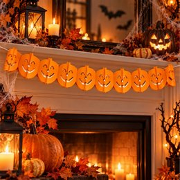 Halloween Tök Dekorációs Papír Füzér - 3 m