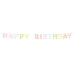 Happy Birthday Pasztel Színű Szülinapi Betűfüzér, 180 cm-es