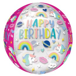 Happy Birthday Trendy Icons Orbz Szülinapi Héliumos Fólia Lufi, 38 cm