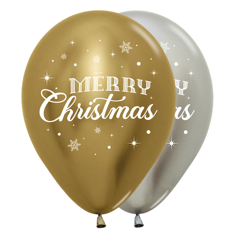 12 inch-es Merry Christmas Reflex Szülinapi Assortment Lufi Karácsonyra (25 db/csomag