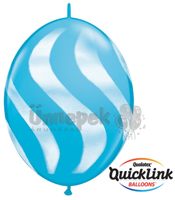 12 inch-es Wavy Stripes Robin's Egg-White Quick Link Lufi (50 db/csomag)